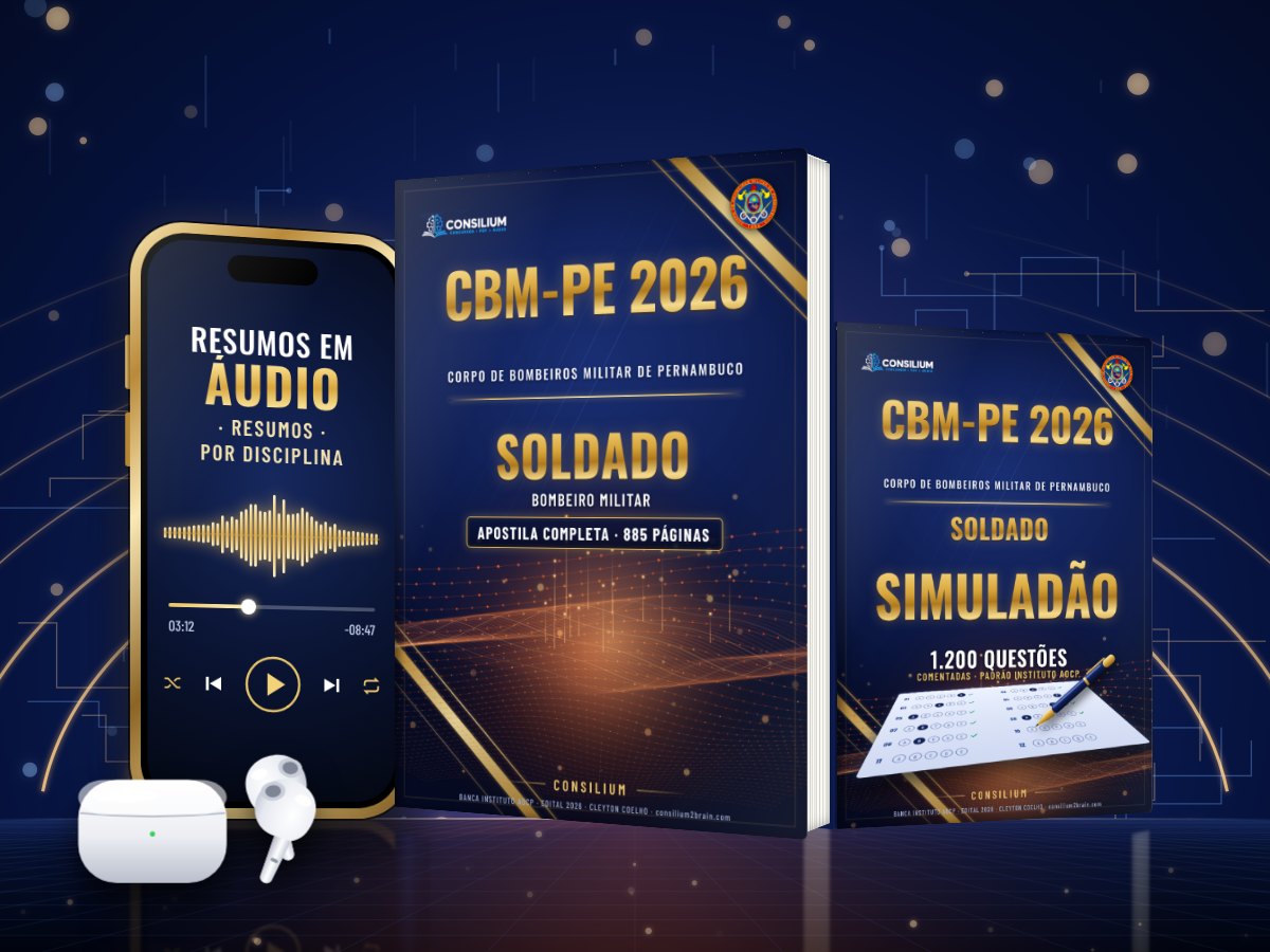 Kit Soldado CBMPE 2026 Consilium: livro, áudios e Simuladão