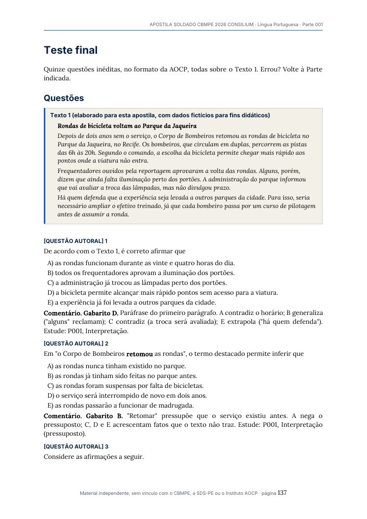 Página real do material