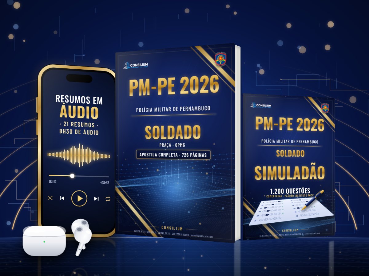 Kit Soldado PMPE 2026 Consilium: livro, áudios e Simuladão