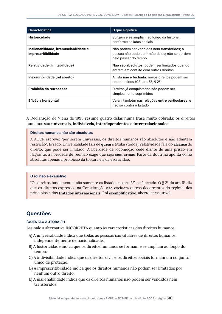 Página real do material