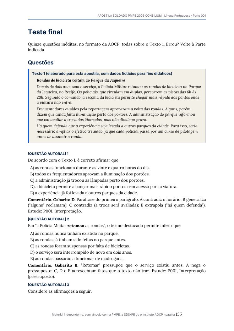 Página real do material